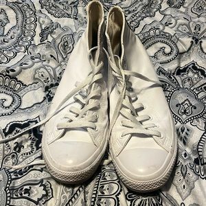 Converse Chuck Taylor All Star High Top White Monochrome Leather Shoes